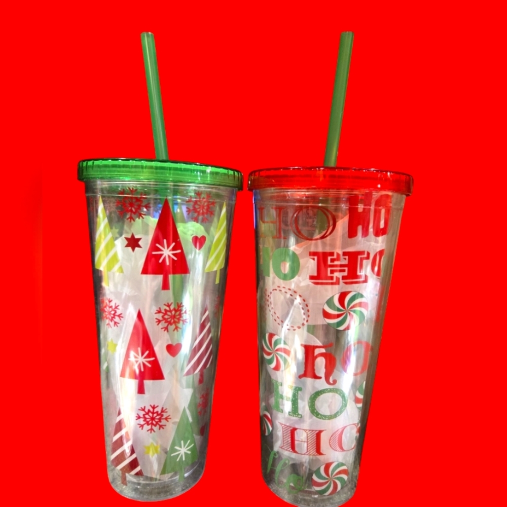 Christmas Thermal Cups 7" Pair